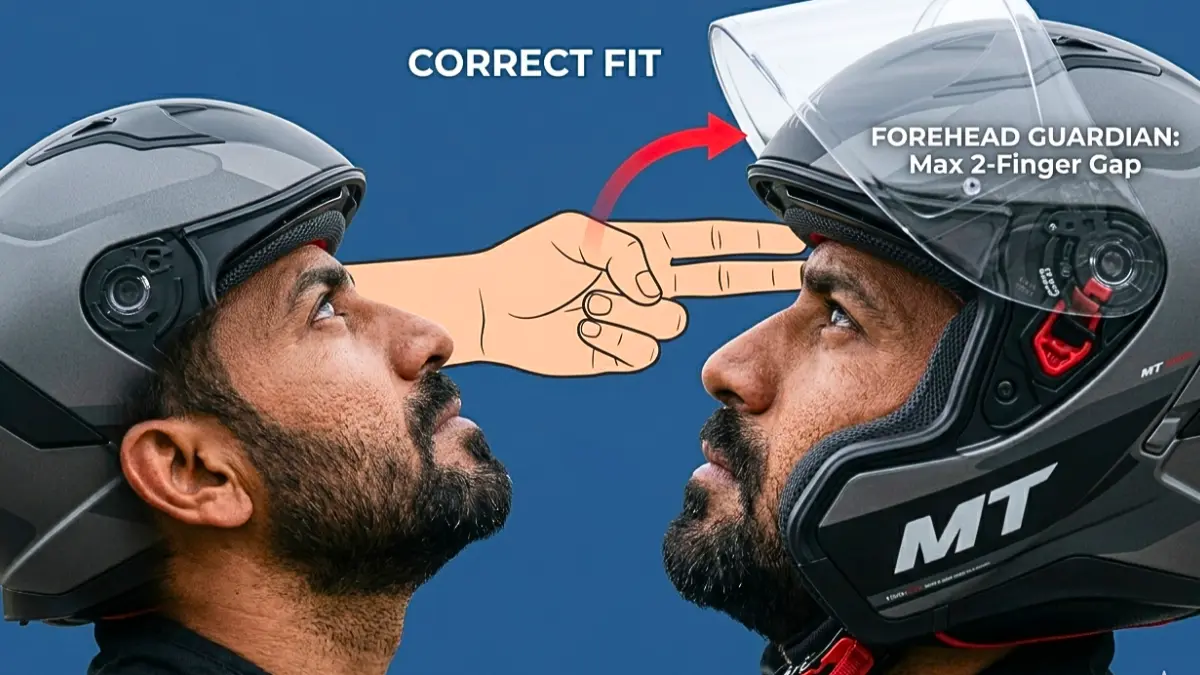 What is the 2-2-2 rule when fitting a helmet on your head